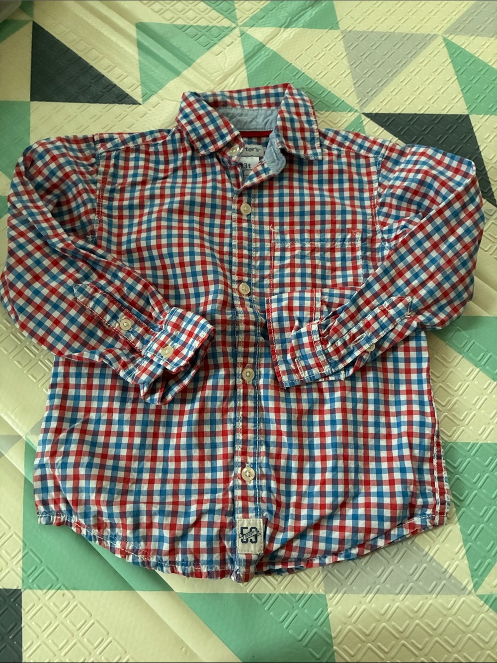 20/25$ 🧸 Classic Plaid Button-Down Shirt - Red & Blue - Carter's